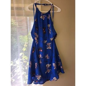 Free People halter open back blue floral dress